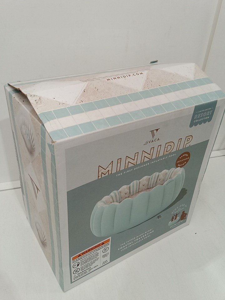 Minnidip Tufted Minni-minni Coastal Travertine Luxe Inflatable Pool - Blue / white image 2