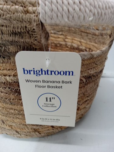 Brightroom Woven Banana Bark Floor Basket - 11" - Brown / White image 3