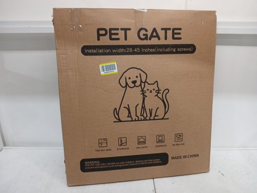 extra wide pet gate barrier with small door - 29" - 45" - black image 4