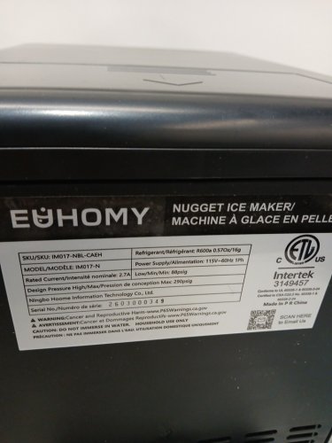 EUHOMY Self-Cleaning Countertop Nugget Ice Maker - 40Lbs/24H - Black (model: IM017-Nbl-caeh) image 4