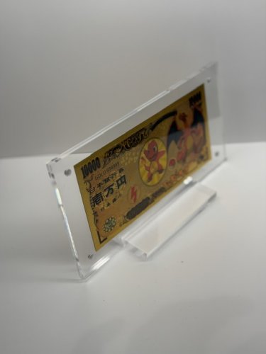 POKEMON GOLD NOTE 10000 CHARMANDER/ CHARIZARD IN ARCYLIC DISPLAY STAND image 4