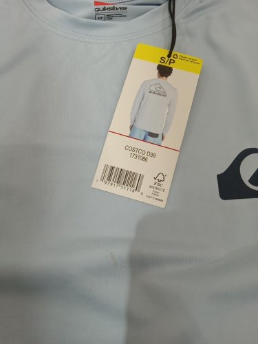 MEN'S QUIKSILVER LONG SLEEVE RASH GUARD - MEDIUM - LIGHT BLUE (STYLE: 1731086) image 3