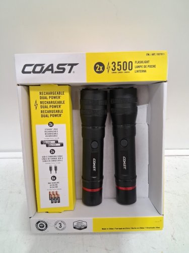 2PK coast waterproof flashlight with 3500 lumens - ip54 with dual power - BLACK/RED (model: 1937911). image 2