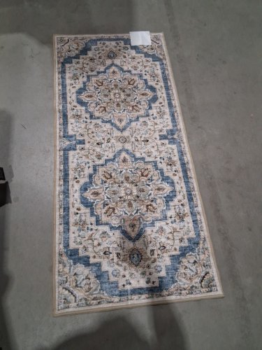 washluxe washable runner rug -  2.25ft x 5ft - white/BEIGE/blue(model: 2046294) image 2