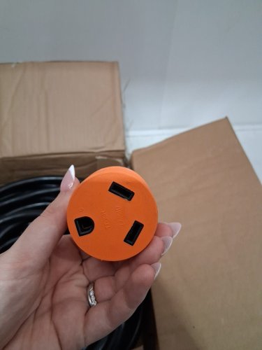 RV Extension Cord Female Plug, with LED Power Indicator, Handle for RV Trailer - 100FT | 10AWG/3C | 30a | tt-30p / tt-30R |  125V 2500 - black / orange - (model: RV30H/RV30H-RA) image 7