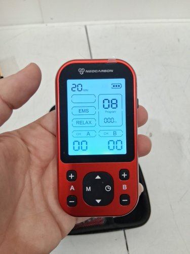 NEOCARBON TENS Unit Muscle Stimulator for pain relief with carrying case - red/black - (model: sm9055) image 4