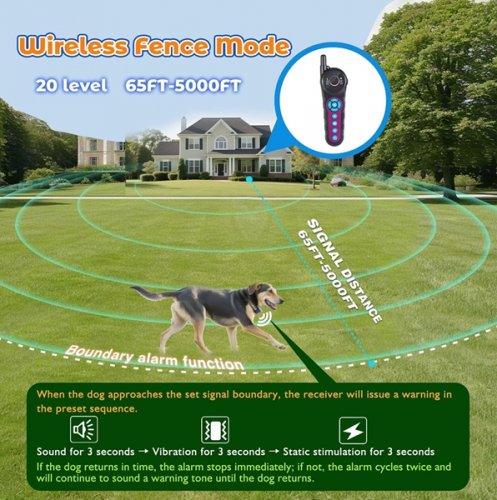 2PK DOTSTAR 2-in-1 Wireless Dog Fence AND Training Pet Collar System - 5000FT - BLACK/GREY/PURPLE (MODEL: 03FX-01-ZJ-CA-T9-2C) image 2