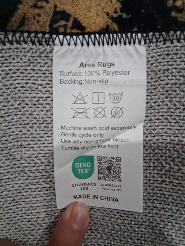 releany washable area rug with non-slip backing - 5FT X 7FT - BLACK/GOLD image 3