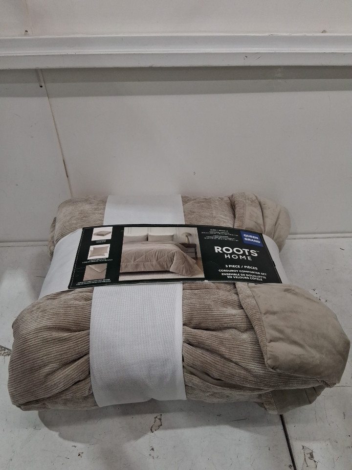 3pc roots home corduroy comforter set - queen size - Taupe (model: 1706587) image 2