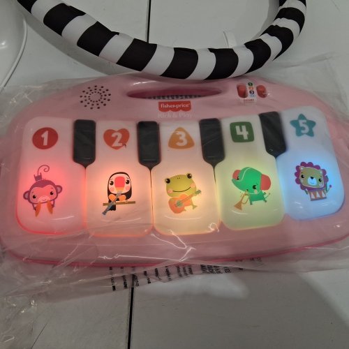 FISHER-PRICE PORTABLE BABY ACTIVITY MAT GLOW AND GROW KICK & PLAY PIANO GYM MUSICAL TOY WITH SMART STAGES LEARNING & maracas - 0+ MONTHS - pink (model: hwd99) image 4