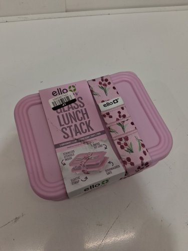 7PC ELLO glass lunch stack food storage containers - PINK image 2