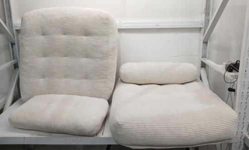 Boneless Corduroy Sofa chair with back support - White image 3