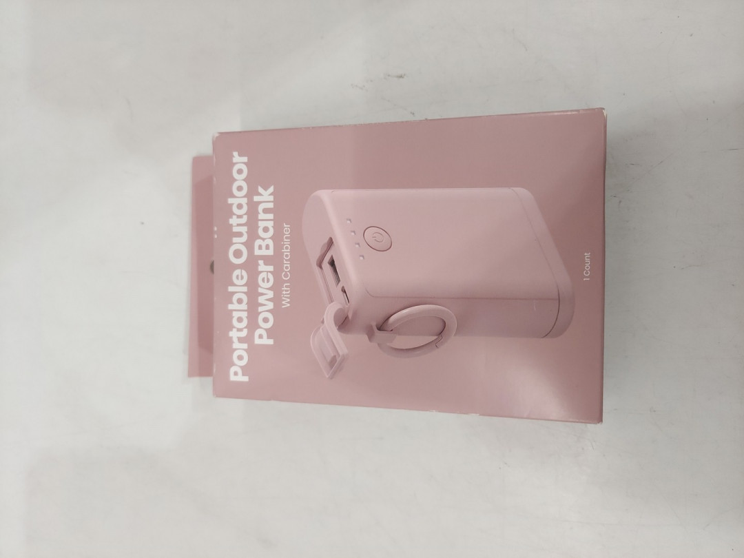 gems portable outdoor 12w power bank with carabiner - usb & usb-c output, 6000mah -  SOFT PINK image 2