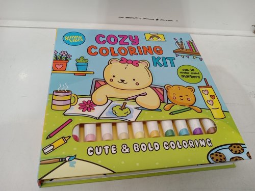 (Hardcover) Sunny Vibes Cozy Colouring Book with 10 Double Sided Markers image 2