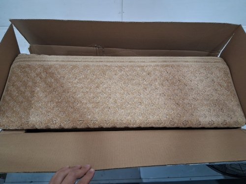 14pc bonaca peel-and-stick washable bullnose stair carpet treads - 32" x 9.5" each - beige waffle pattern image 4