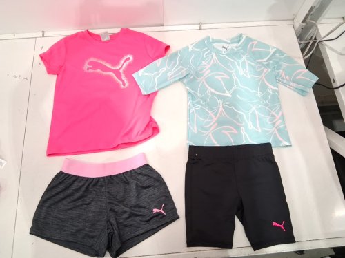 4 PUMA girl's clothes - 2 SHIRTS, 2 SHORTS - SMALL (6) - BLACK/PINK/BLUE/GREY image 2