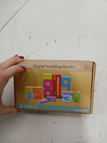 20pc wooden learning digital building blocks - multi-colour image 3