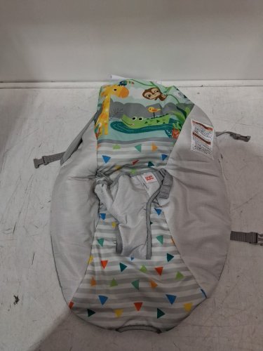 bright starts vibrating bouncer with 3-point harness and removable toy bar - 20lb max - safari fun (model: 12204) image 4