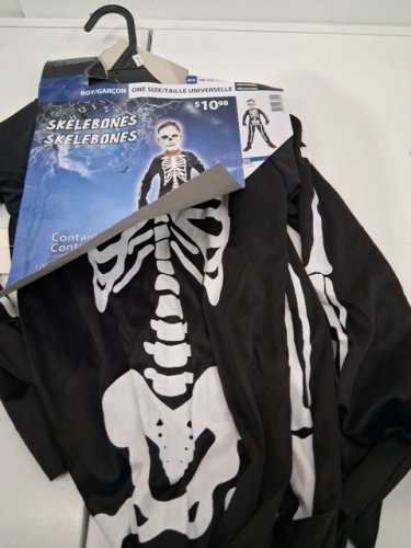BOYS PARTYHOLIC SKELEBONES COSTUME JUMPSUIT - ONE SIZE - BLACK / WHITE image 2