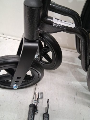 MEDLINE GUARDIAN K1 BASIC NYLON WHEELCHAIR WITH SWING-BACK DESK LENGTH ARMS AND SWING AWAY FOOTRESTS - 18" 300LBS - BLACK (MODEL: K1186N22S) image 4