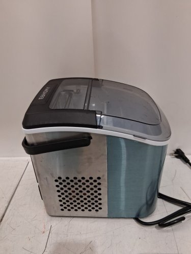 EUHOMY Countertop Ice Maker Machine with Handle, Basket & Scoop - MAKES 26LB Per Day - silver (MODEL: IM-01X/IM008-BSI-CAEH) image 5