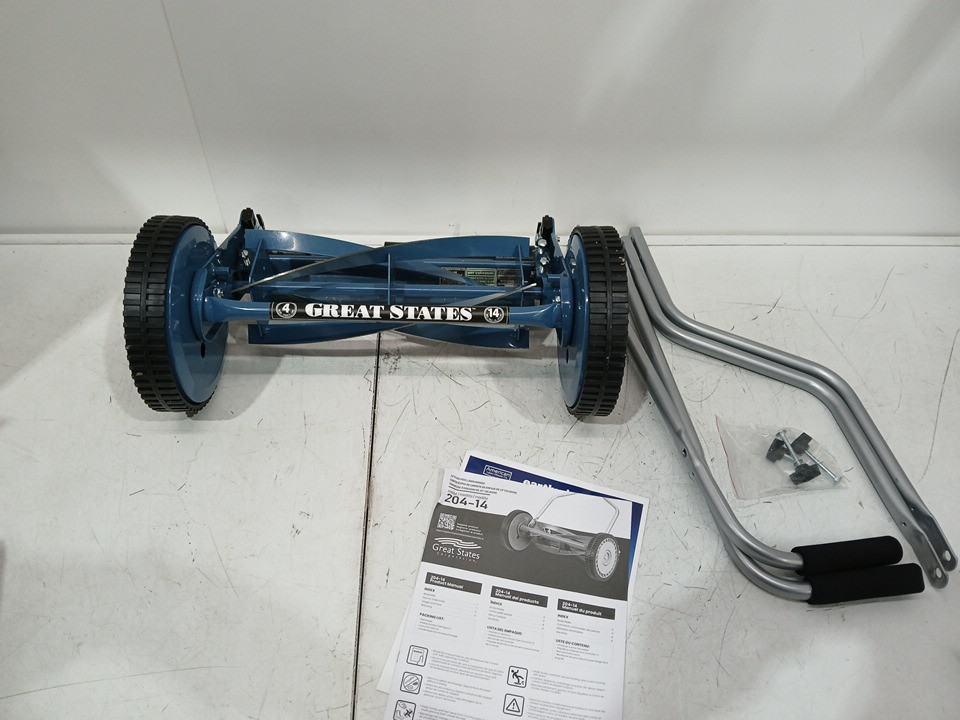 GREAT STATES 204-14 HAND REEL PUSH LAWN MOWER, 3-SPIDER 4-BLADE, 14" - BLUE (MODEL: 204-14) image 4