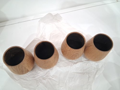 4 hand crafted wooden oak whiskey drinking tumblers with charred inside - made with oak whiskey barrels - holds up to 4oz - brown image 4