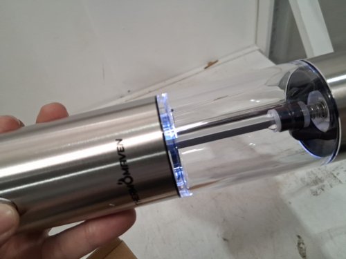 2PK ThermoMaven Electric Salt and Pepper Rechargeable Automatic Grinder with 6 Adjustable settings - 110ML CAP - 7" - silver (model: kymq-32a) image 4