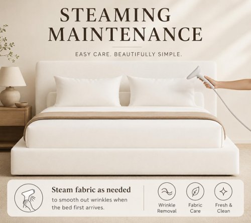 CLOUD FRAME Modular Soft Foam Square Bed BASE WITH REMOVEABLE AND Washable Zip Cover - QUEEN - WHITE LINEN (MODEL: image 4