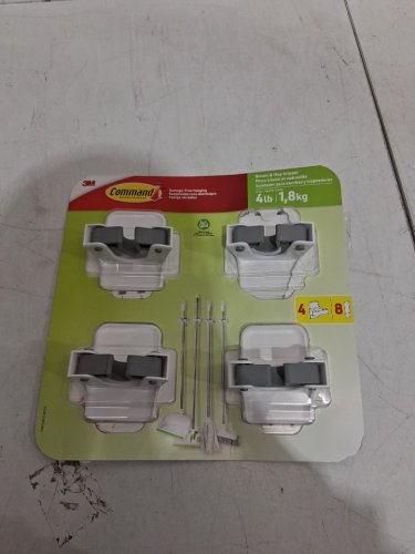 4pk 3M Command Broom and Mop Grippers and Strips - WHITE/GREY (MODEL: 1141662) image 2