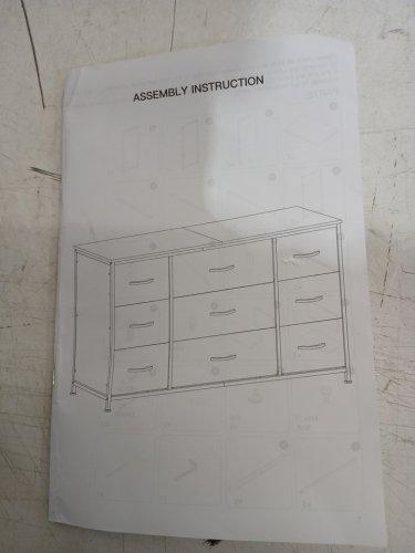 Snhomee 9 drawer dresser with metal frame & wooden top - 47.2" x 15.3" x 27.5" - white (model: 55scdrtv9d120w) image 2