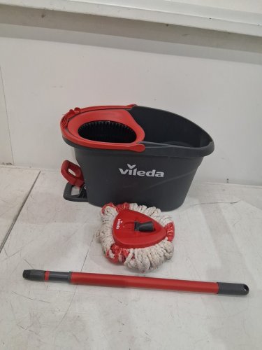 Vileda EasyWring Spin Mop Bucket Floor Cleaning System with Power Mop Head & extendable handle - red/grey (model: 172880/10683010609981/183310) image 2
