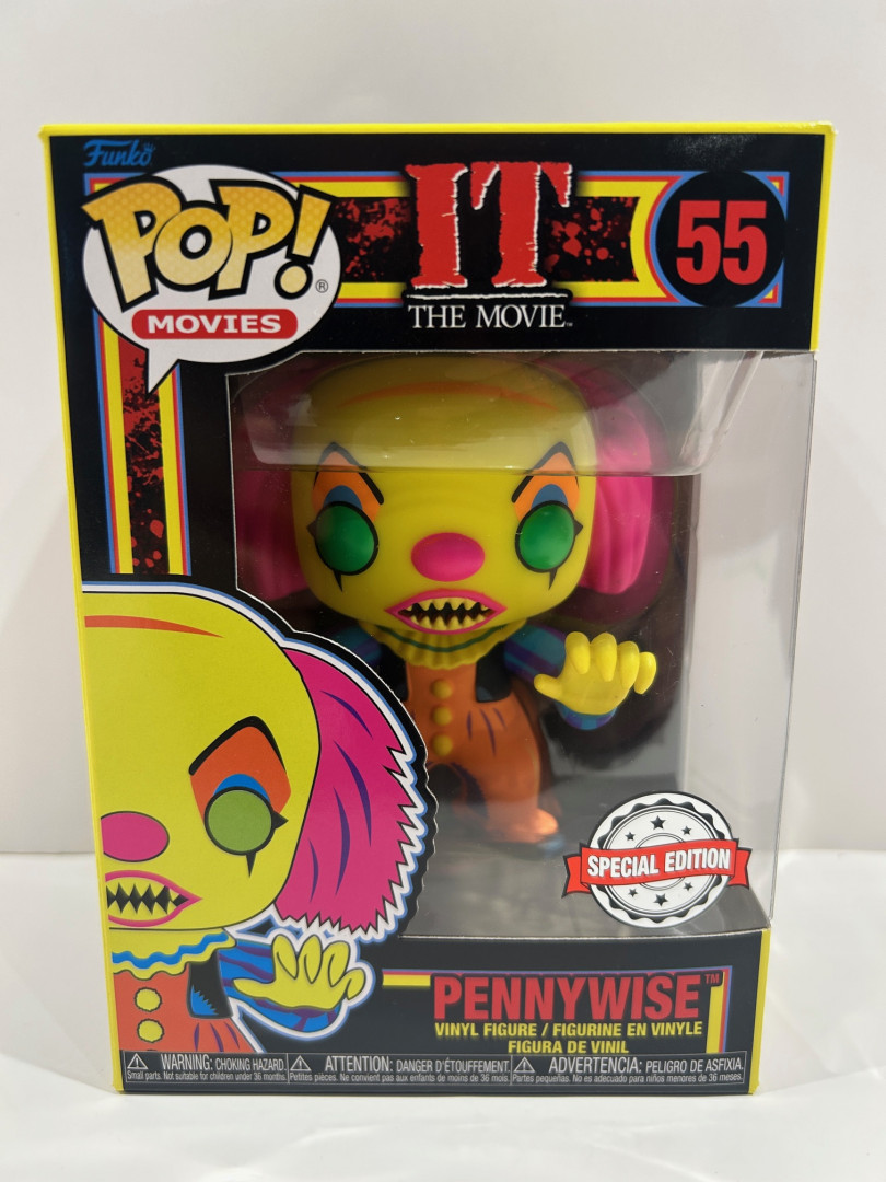 Funko pop! **black light**special edition** movies: it the movie - pennywise vinyl figure (#55) image 2