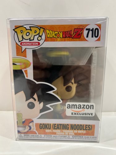 Funko pop! **amazon exclusive** Animation: dragonball z - goku (eating noodles) vinyl figure (#710) **plastic protector cover** image 2