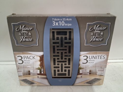 3pk manor house oriental floor register vent covers - 3" x 10" - brushed nickel (model: 7896310) image 3