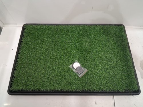 3pc starroad-tim artificial turf grass pet dog cat potty pee pad tray - 24" x 36" - black/green image 2