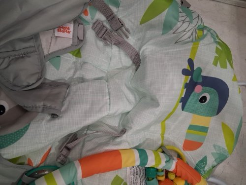 BRIGHT STARTS PORTABLE 3-POINT HARNESS VIBRATING BOUNCER WITH TOY-BAR - RAINFOREST VIBES (MODEL: 12227) image 4