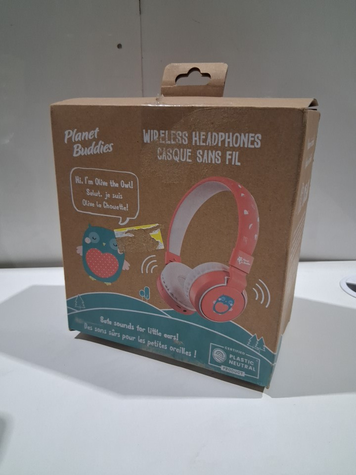 Kids Planet Buddies "Olive the Owl" WIRELESS headphones with adjustable headband - pink image 2