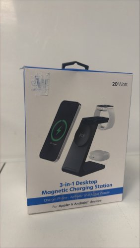 JUST WIRELESS 3-IN-1 foldable DESKTOP MAGNETIC CHARGING STATION FOR APPLE & ANDROID DEVICes - black (model: 04097-V) image 2