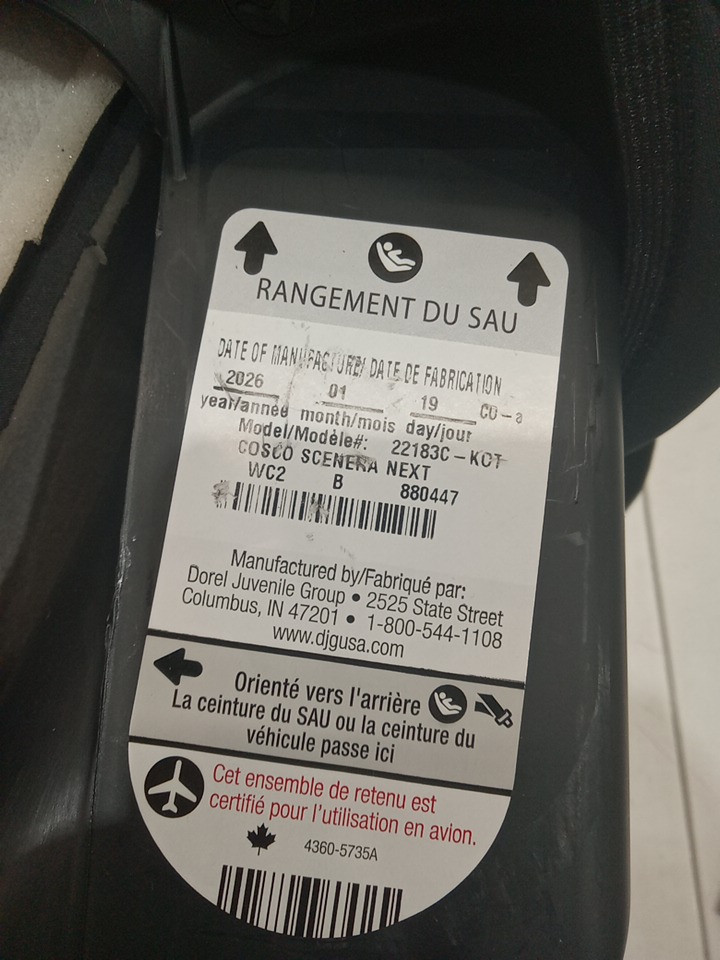 cosco kids scenera 5-point harness infant car seat with cup holder attachment - 40lbs max - black (model: ‎22183CKOT) image 5
