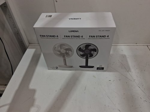 2PC LUMENA FAN STAND 4 CORDLESS DESK FANS - 4 SPEEDS, OSCILLATION - WHITE & NAVY BLUE (MODEL: 1796327) image 2