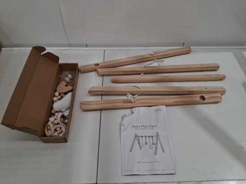 COMFYCUBS Baby Play Gym - 22" x 23" x 22" - natural/pinewood image 2