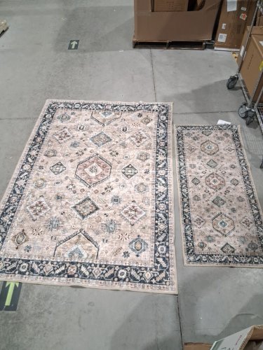 2pc washluxe area rug & runner set - 5ft x 7ft & 2.25ft x 5ft - beige/brown/green (model: 2046294) image 3