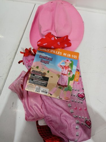 4pc girls fun world sweetheart cowgirl costume - MEDIUM 8-10 - pink red image 3