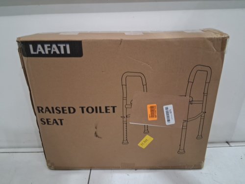 LAFATI HEAVY DUTY RAISED TOILET SEAT WITH HANDLES - 330LBs capacity - GREY image 2