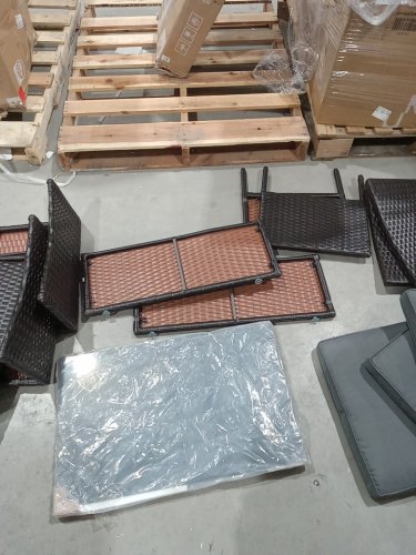 4pc costway outdoor rattan patio furniture set - 37" x 32.5" x 23.5" loveseat - 32.5" x 18.5" x 23.5" chair - 27.5" x 16" x 16" table - grey image 5