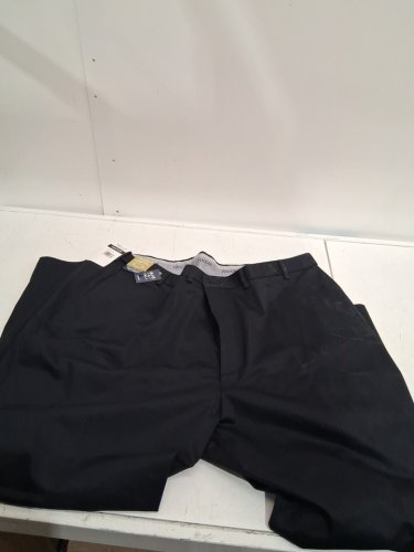 MEN'S HAGGAR Men's Big & Tall Iron Free Premium Khaki Classic-Fit Flat Front Pants - 48W x 32L - Black (Style: HC91000) image 6
