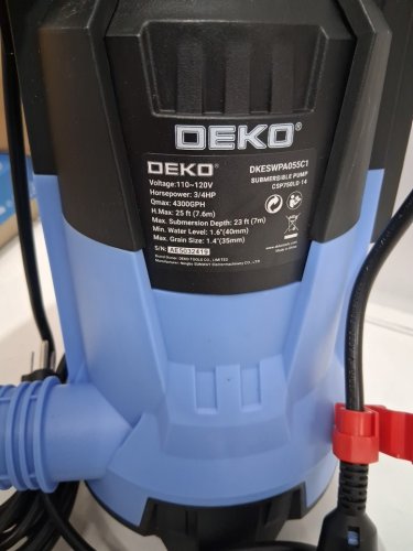 DEKOPRO Submersible Water Pump Electric 3/4HP 4300GPH - BLACK/ BLUE (model: dkeswpa055c1) image 5