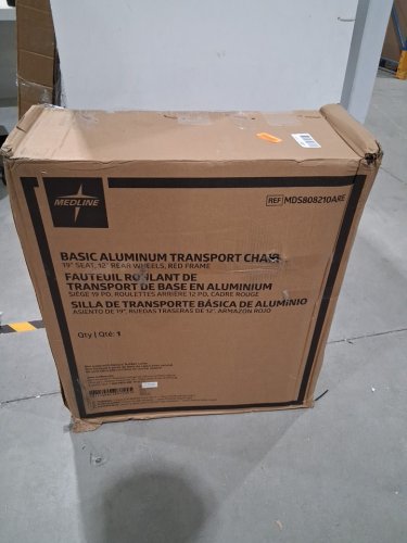 MEDLINE BASIC ALUMINUM TRANSPORT WHEELCHAIR 12" REAR WHEELS WITH BRAKES - 19"/300lbs cap - RED/black (MODEL: MDS808210ARE) image 2