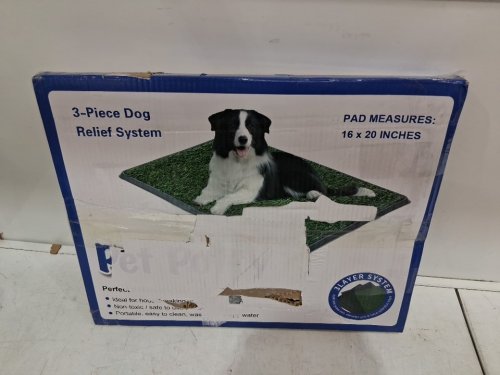 3pc pet potty dog relief system - Artificial Grass Pad - 16" X 20" - green image 4